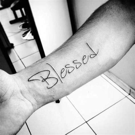 60 Blessed Tattoos For Men Biblical Lettering Design Ideas