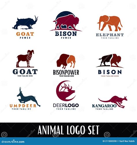 Collection Of Wild Animal Logo Design Template Stock Vector