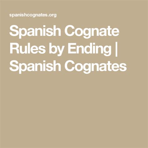 Spanish Cognate Rules By Ending Spanish Cognates