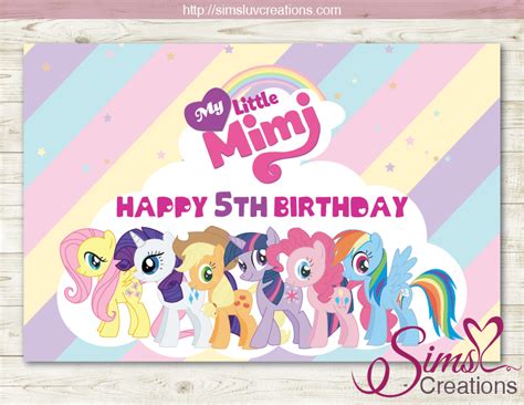 My Little Pony Party Backdrop Pastel Rainbow Birthday Poster Custo