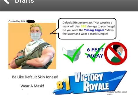Created By Default Skin Jonesy Says Not Wearing A Mask Will Deal