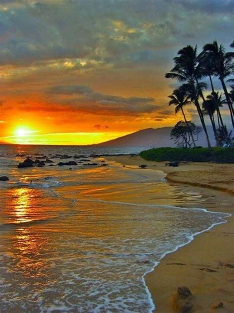 Tropical Hawaiian Sunset Beautiful Places Top 10 Beaches Places To