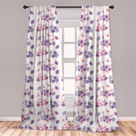 Watercolor Curtains 2 Panels Set Floral Pattern With Wedding Inspired