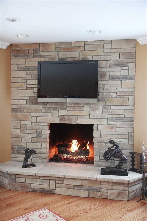 Ledge Stone Dry Stack Fireplaces 150 For Elegant Cobblestone Fireplace