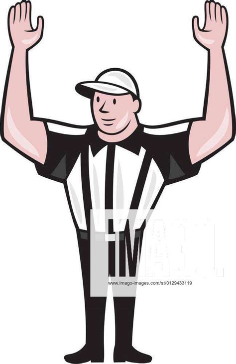 American Football Referee Touchdown Cartoon