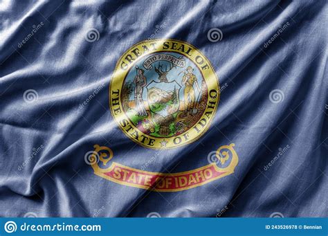 Waving Detailed National Us Country State Flag Of Idaho Stock Photo