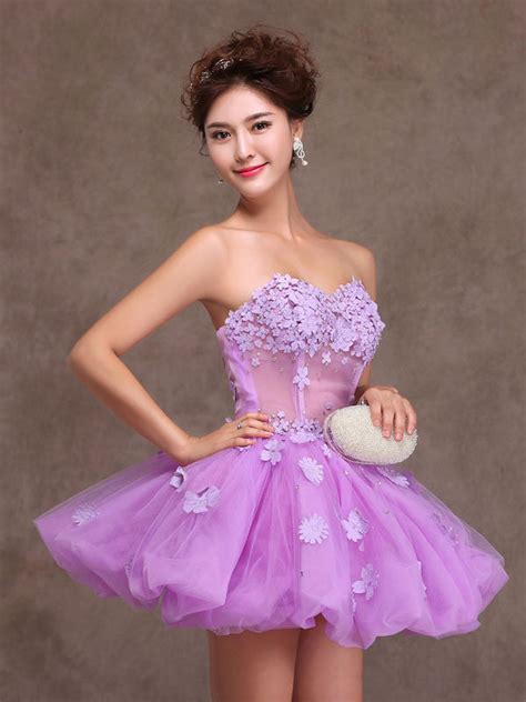 Purple Strapless Tutu Ballerina Short Prom Dress Party Dress Cocktail Jojo Shop