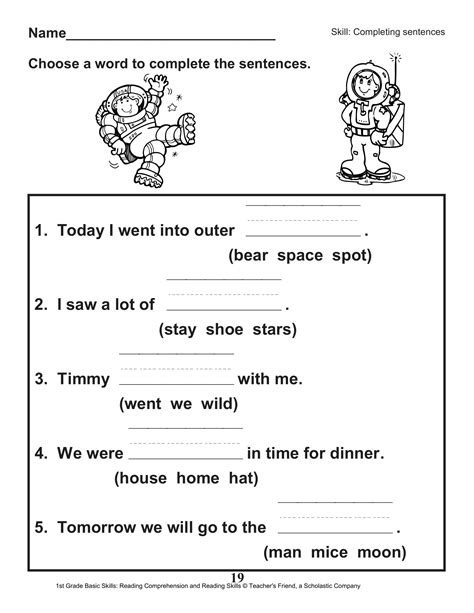 Download Free Reading Activities For 1st Graders  Tunnel To