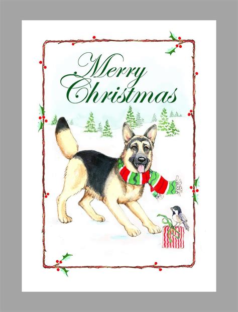 German Shepherd Dog Christmas Cards Box Of 16 Cards And 16 Envelopes
