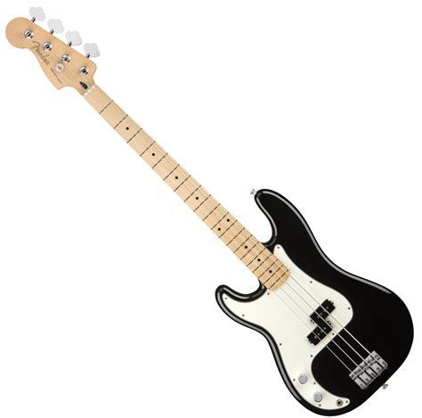 fender player precision bass left hand mex mn black solid body electric bass black