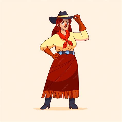 free vector hand drawn cowgirl cartoon illustration