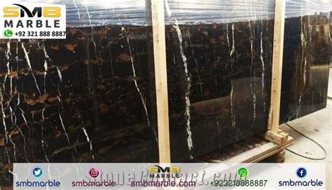 Black Pakistani Portoro Marble Slabs And Tiles From Pakistan