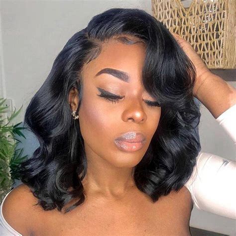 invisible 150 density 13x4 lace frontal wig bob wig pre plucked hairline body wave short