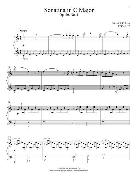 Sonatina In C Major Op 20 No 1 Educational Piano Sheet Music