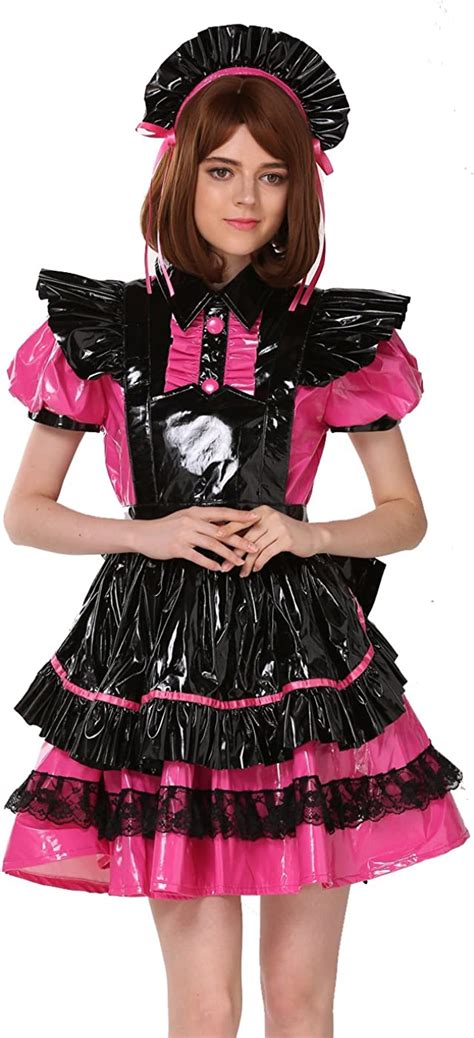 Gocebaby Women French Maid Multicolor Pink Black Pvc