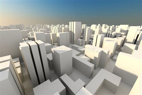 3d Render Of A City White Buildings And Blue Sky Royalty Free Stock