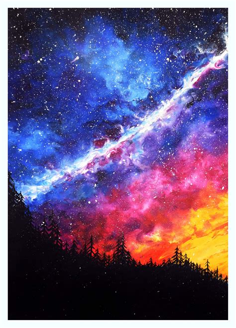 Galaxy Print Milky Way Painting Galaxy Art Starry Sky Etsy Singapore