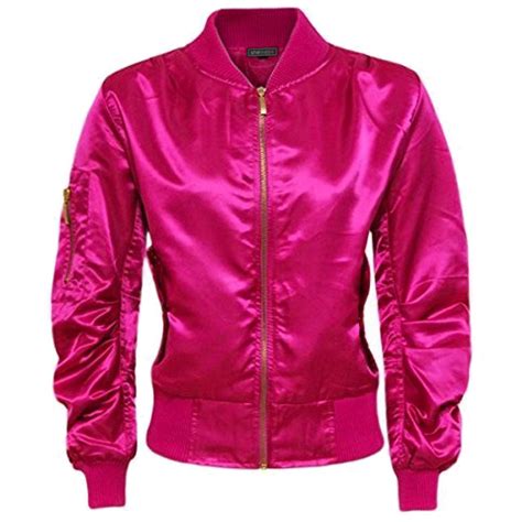 Womens Satin Ma1 Celebrity Bomber Zip Up Army Flight Coat Vintage Retro Jacket Ebay