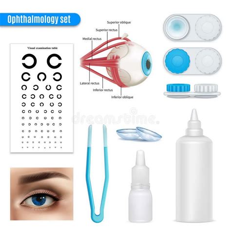 Ophthalmology Vision Correction Eye Anatomy Realistic Set With Exam
