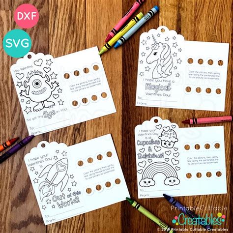 Valentine Bookmark Crayon Holder SVG Files for Silhouette & Cricut