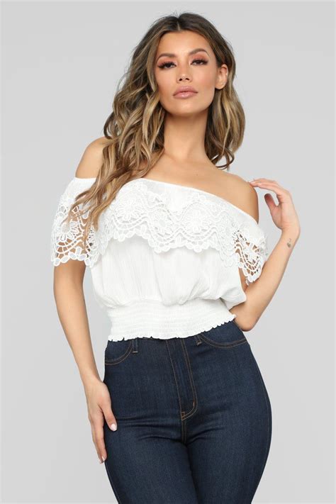 Staying Cute Off Shoulder Top White Top Outfits Tops Off Shoulder