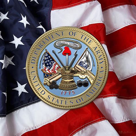 U S Army Seal Over American Flag Digital Art By Serge Averbukh Pixels