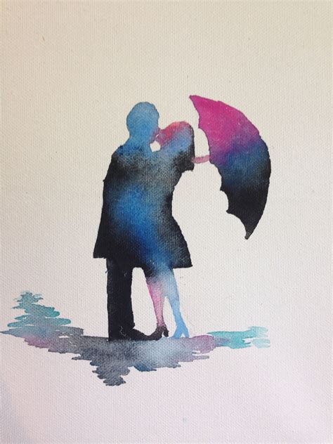 Romantic Couple Watercolor Love Love Love Watercolor Flower Art
