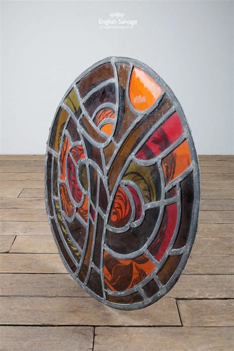 Circular Orange Stained Glass Panel