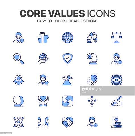 Core Values Icon Set Vision Icon Pack Easy To Color Business And