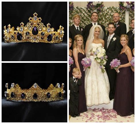 Bridal Purple Crystal Headpiece Couple Crowns Wedding Crown Bride