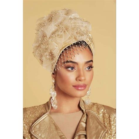 Elegant Head Cover For Women Satin Gold W Embellishment Etsy