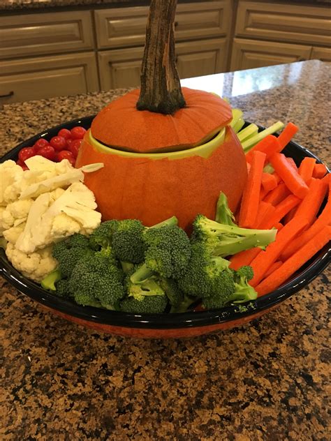 Festive Fall Halloween Veggie Tray Pumpkin Fun Veggie Tray Pumpkin