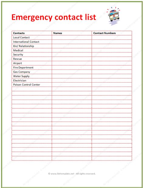 7 Best Images Of Printable Contact List Template Free Printable