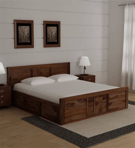 Buy Avilys Solid Wood King Size Bed With Box Storage In Provincial Teak