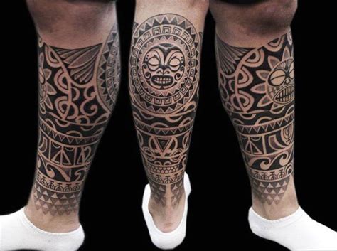 Dotwork Maori Polynesian Fusion Leg Sleeve Tattoo By Obi Tattoonow