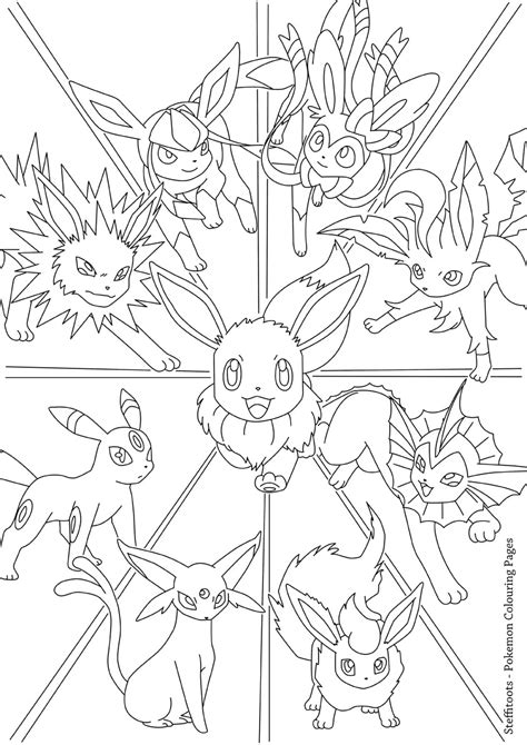 Eevee Evolutions Pokemon Colouring Page By Steffitoots On Deviantart In Pokemon Coloring