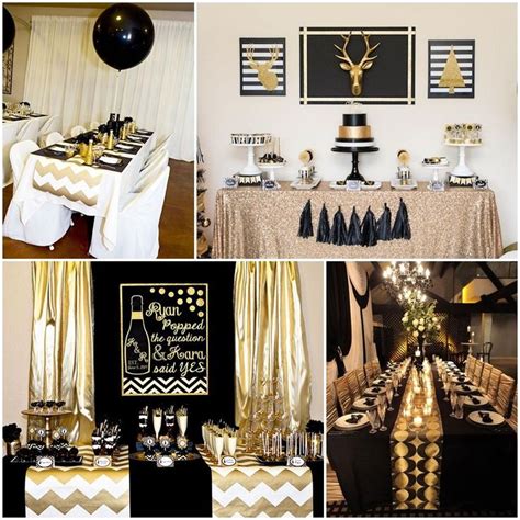 Black And Gold Party Table Decorations Party Deco Pinterest Gold