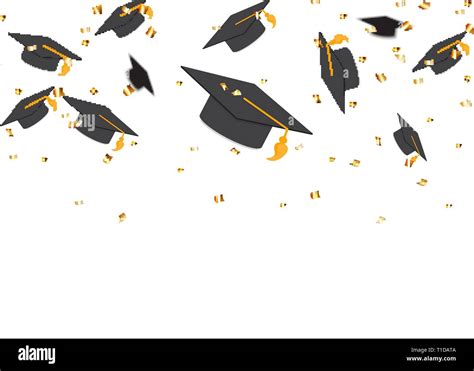 Education Concept Background Graduation Caps And Confetti Vector