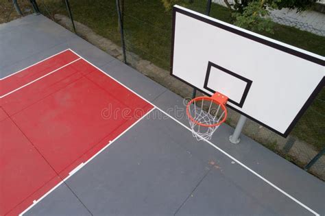 Basketball Court Basket And Backboard As Seen From Above Stock Image