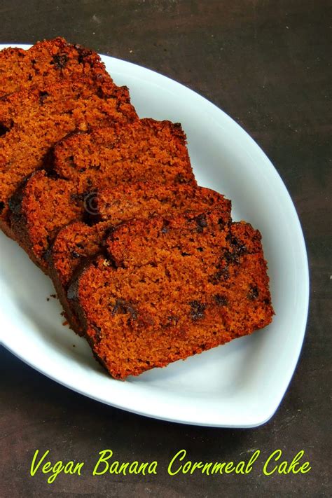 Priyas Versatile Recipes Vegan Banana Cornmeal Cake With Chocolate Chips