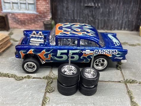 Custom Hot Wheels 55 Chevy Gasser Wheels With Rubber Tires Etsy Canada In 2023 Custom Hot
