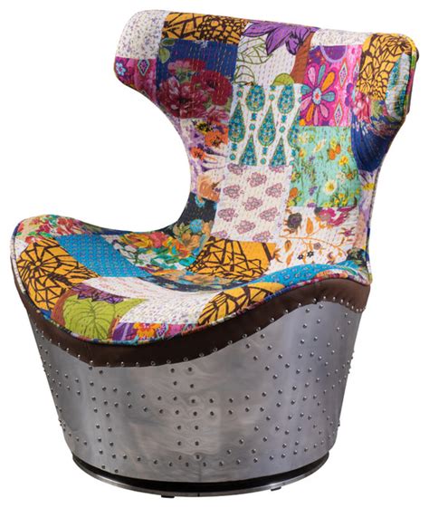Explore a range of accent chairs in colors and sizes that can fit in any space. Hunter Multi-Colored Whimsical Patch Work Fabric Swivel ...