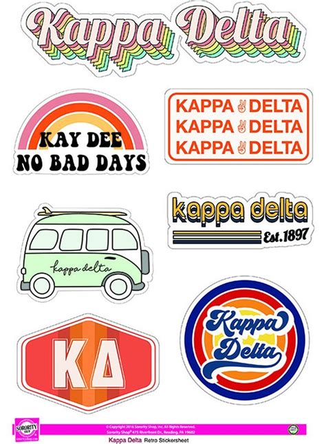Kappa Delta Retro Sticker Sheet Greek Gear