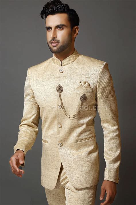 Bandhgala Cream Jodhpuri Suit Long Sleeve Tshirt Men Suits