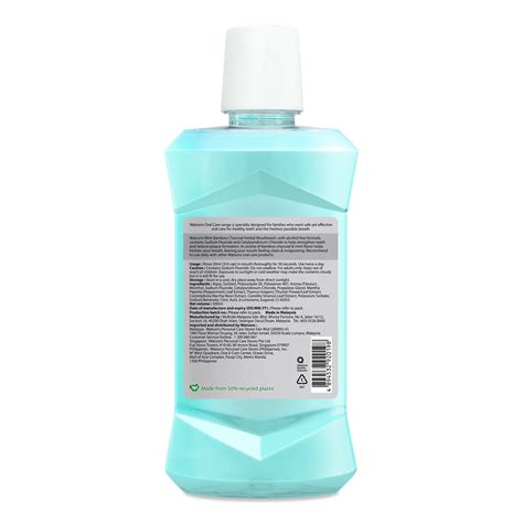 watsons love my smile mint bamboo charcoal herbal mouthwash 500ml watsons philippines