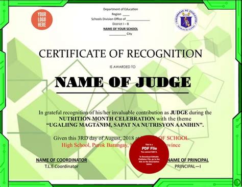 Certificate Of Appreciation Sample For Judges