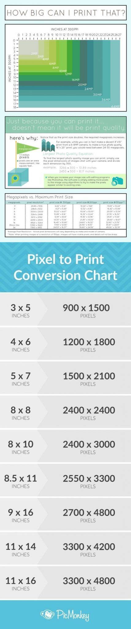 Photography Print Size Reference Chart Pixelsham