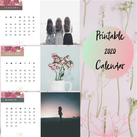 Feminine Calendar For 2020 Landscape Printable Etsy Etsy Printables
