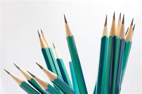Set Of Sharpened Green Pencils Stock Photo Download Image Now 2015