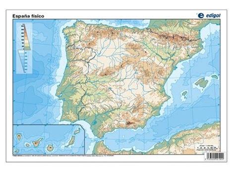 Mapa Mudo España Físico Color 50 Hojas Edigol Ediciones Ah H1616